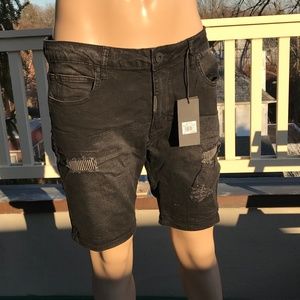 Men's Shorts Absent Black Ripped Denim